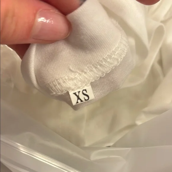 White Boxy Cinched Waist Tee with Oversized Sleeves - Picture 3 of 3